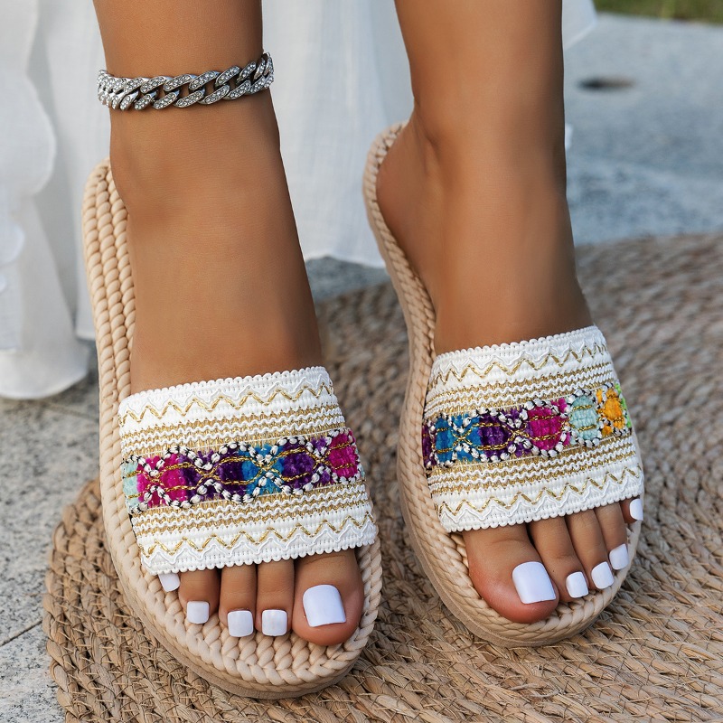 Ethnic Fashion Design - Sandales plates d'extérieur pour femmes, style