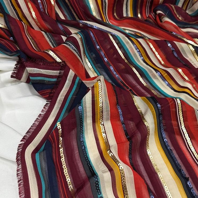 Tissu à paillettes brodé à ray - Ethnic Fashion Design avis et prix