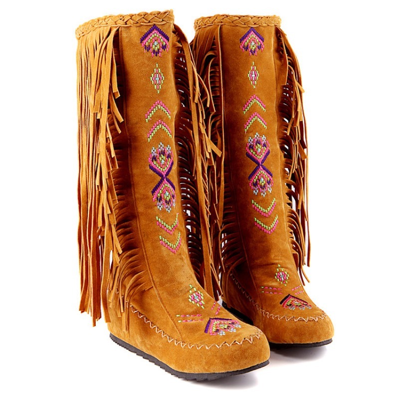 Bottes à franges brodées à la  - Ethnic Fashion Women avis et prix