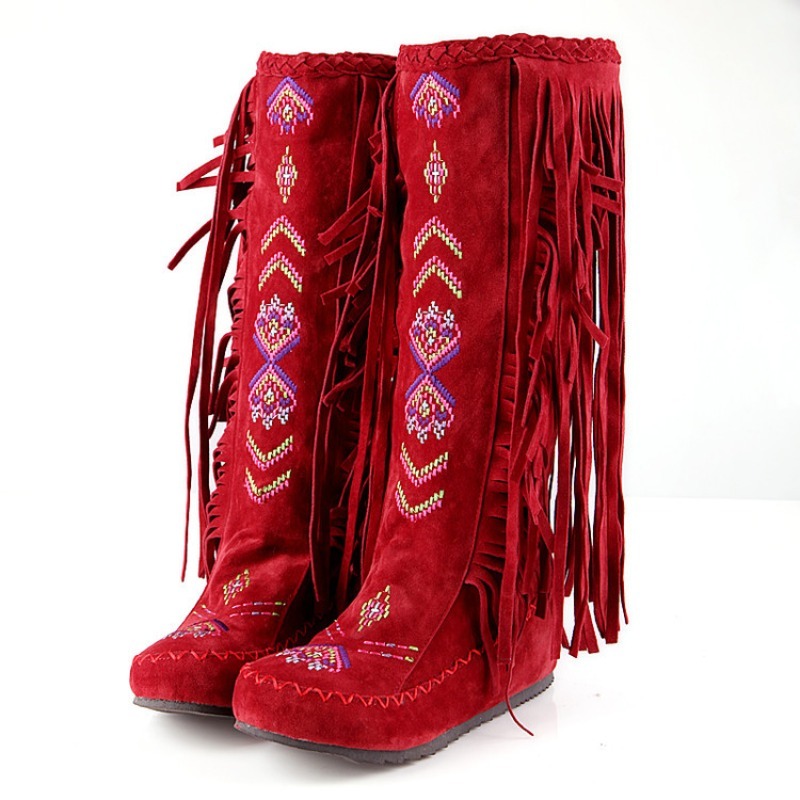 Bottes à franges brodées à la  - Ethnic Fashion Women avis et prix