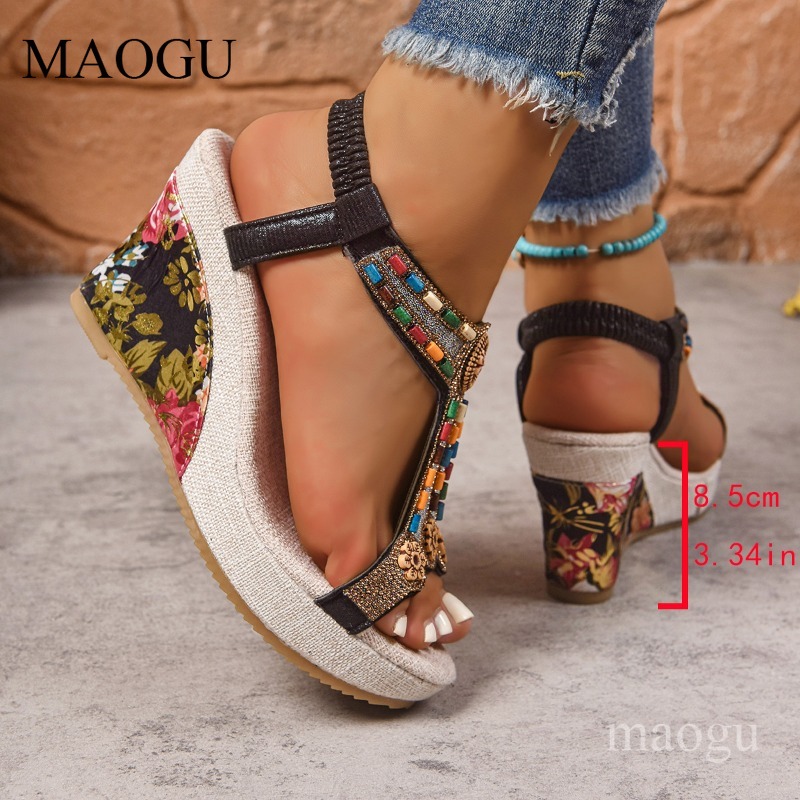 Sandales compensées bohèmes à  - Ethnic Fashion Women avis et prix
